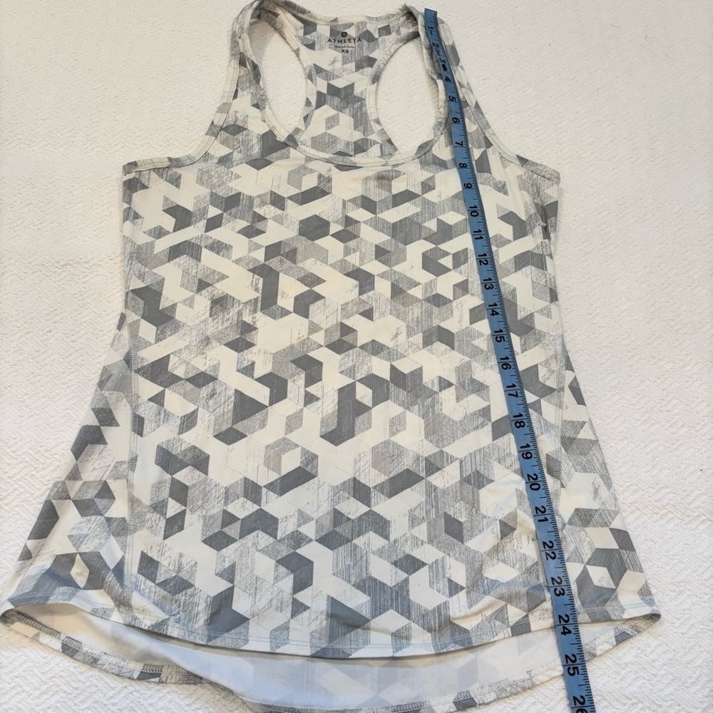 Athleta Womens Racerback Athletic Tank Top Grey White Geometric Print Size XS - Picture 8 of 8